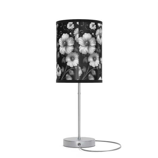 Elegant Floral Table Lamp, Modern Home Decor, Bedroom Lighting, Living Room Accent, Gift for Her, Black and White Style