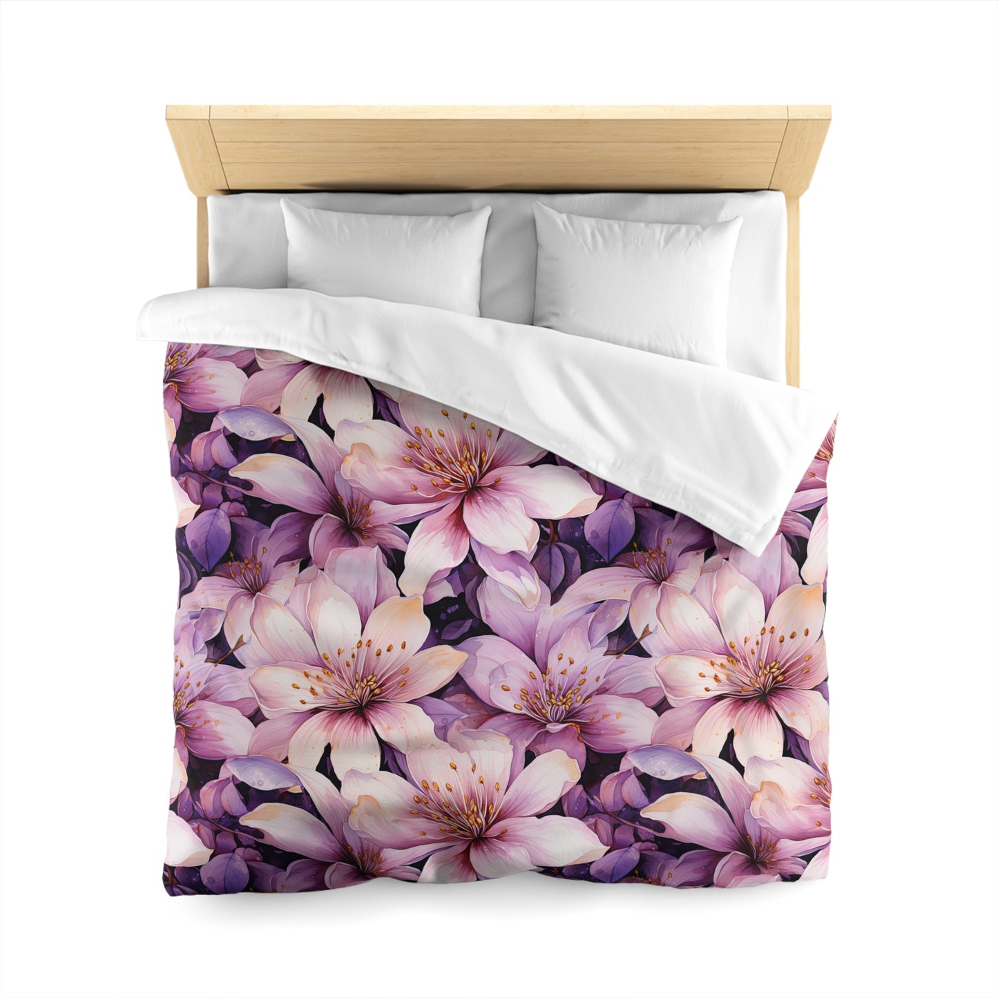 Floral Microfiber Duvet Cover - Cozy Bedding, Boho Decor, Gift for Her, Bedroom Makeover, Spring Home Accents