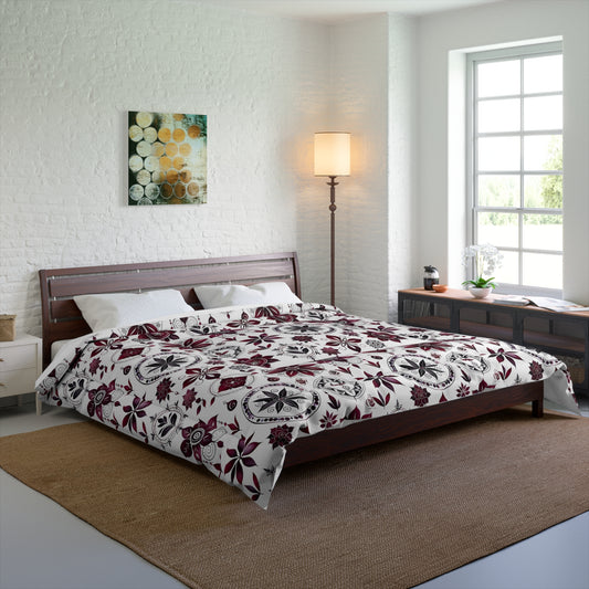 Cozy Floral Comforter - Boho Chic Bedding, Warmth for Home, Perfect for Winter, Housewarming Gift, Bed Decor