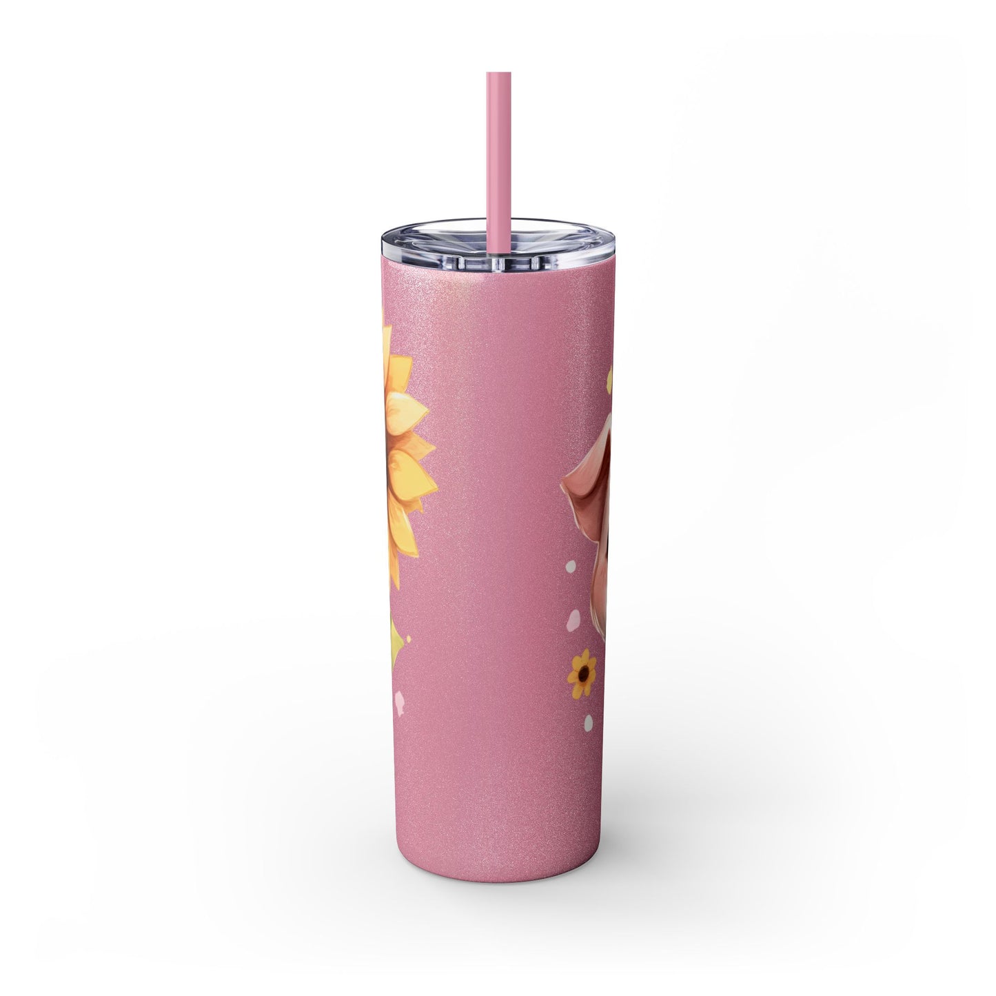 Cute Piggy Skinny Tumbler with Straw, Pig Tumbler, Sunflower Cup, Farmhouse Decor, Gift for Animal Lovers, Fun Drinkware