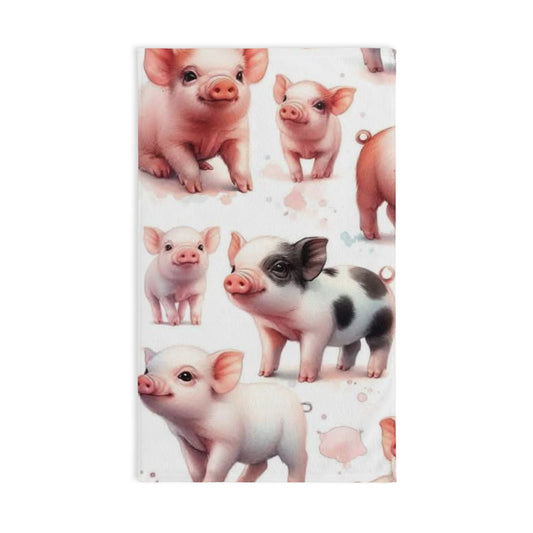 Cute Pig Hand Towel - Farmhouse Decor, Kitchen Towel, Animal Lover Gift, Fun Bathroom Accent, Unique Gift Idea