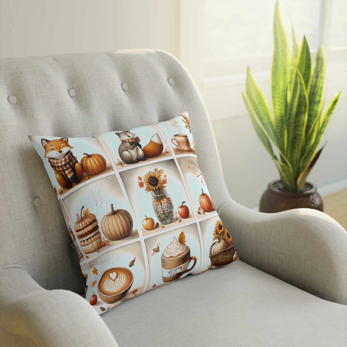 Cozy Autumn Cushion, Fall Decor Pillow, Pumpkin Spice Pillow, Harvest Home Accent, Gift for Coffee Lovers