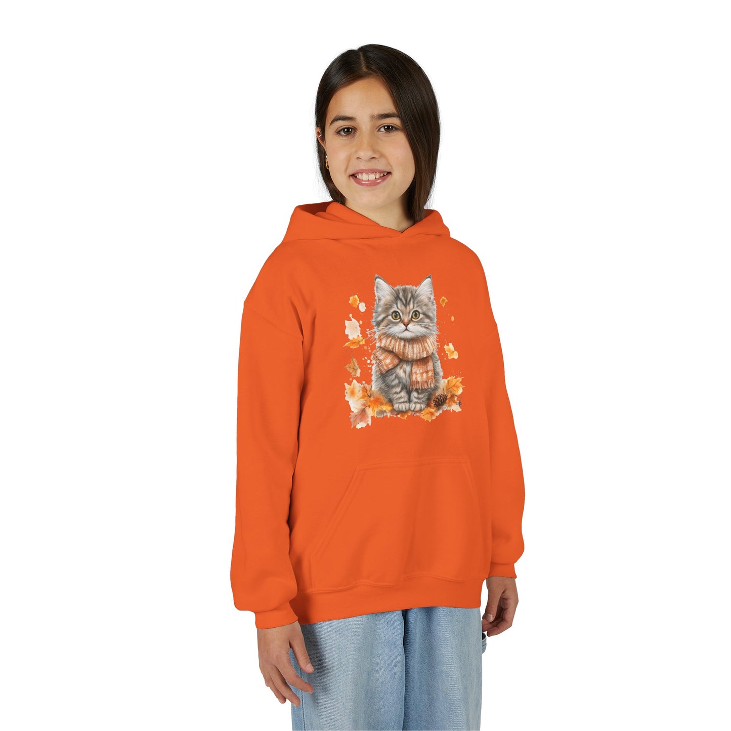 Cozy Cat Sweatshirt for Kids, Autumn Vibes Hoodie, Feline Lover Gift, Fall Fashion, Adorable Cat Sweater, Cute Animal Apparel