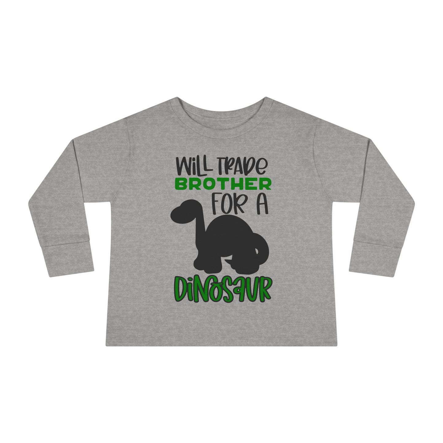 Dinosaur-Themed Toddler Long Sleeve Tee - 'Will Trade Brother for a Dinosaur', Cute Kids' Apparel, Birthday Gift, Toddler Fashion, [...]