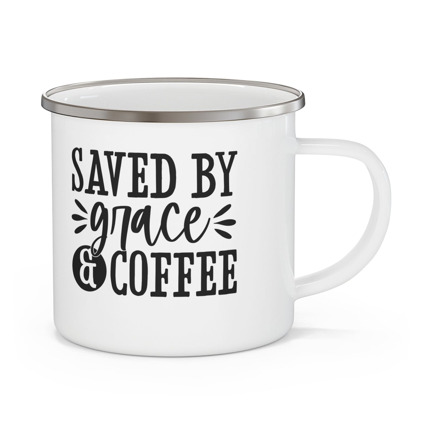 Rustic Enamel Camping Mug with Inspirational Quote