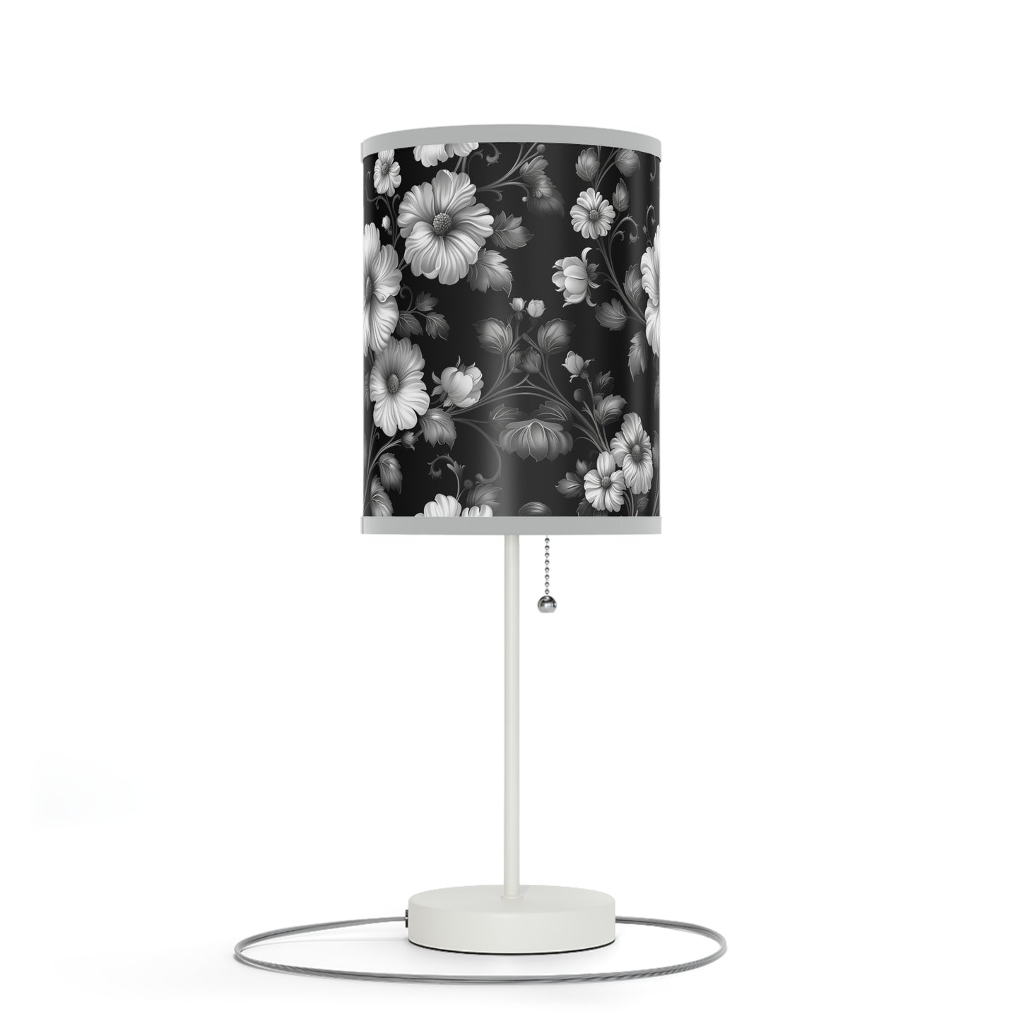 Elegant Floral Table Lamp, Modern Home Decor, Bedroom Lighting, Living Room Accent, Gift for Her, Black and White Style