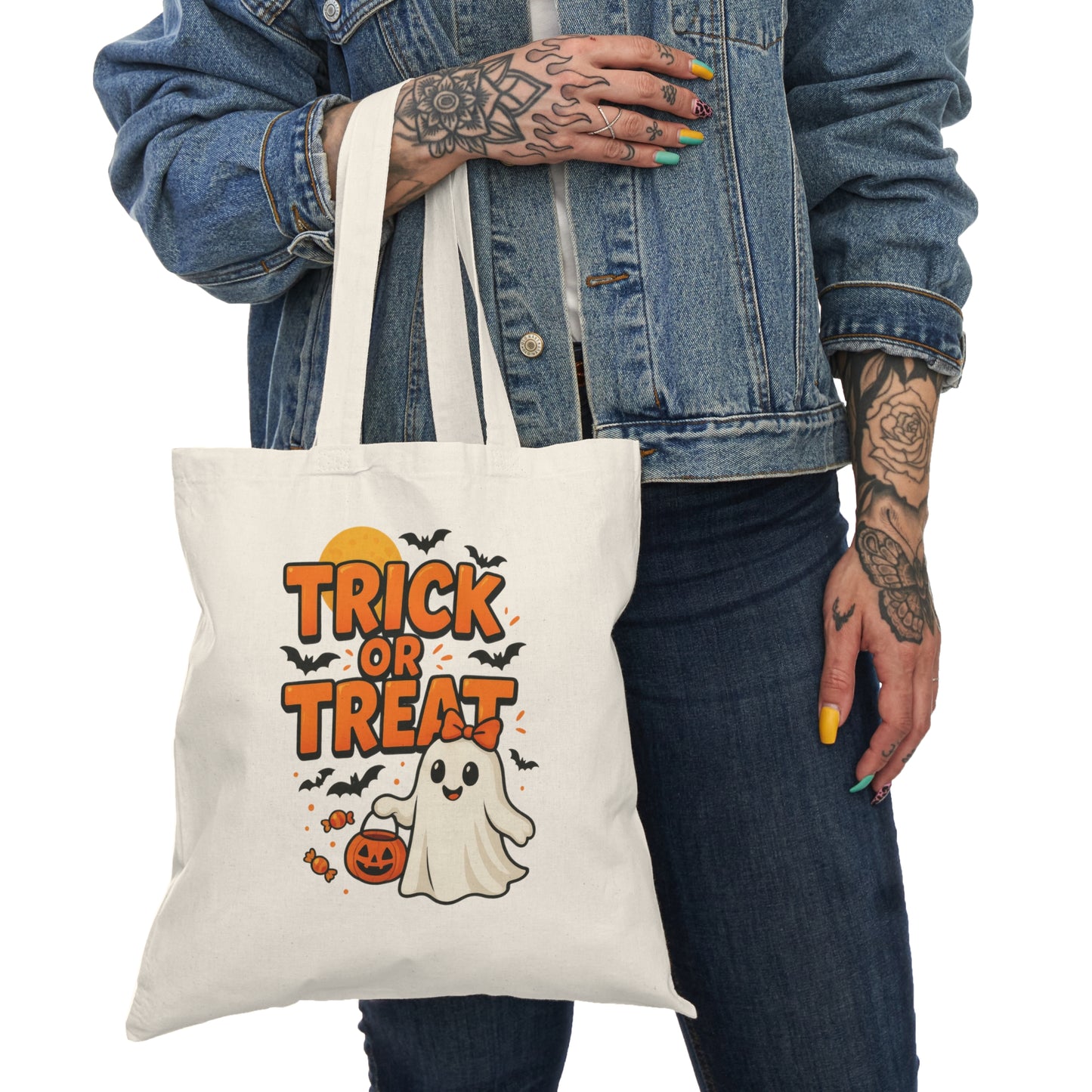 Halloween Tote Bag, Trick or Treat Eco Bag, Spooky Storage, Gift for Kids, Reusable Shopping Bag, Fall Accessories