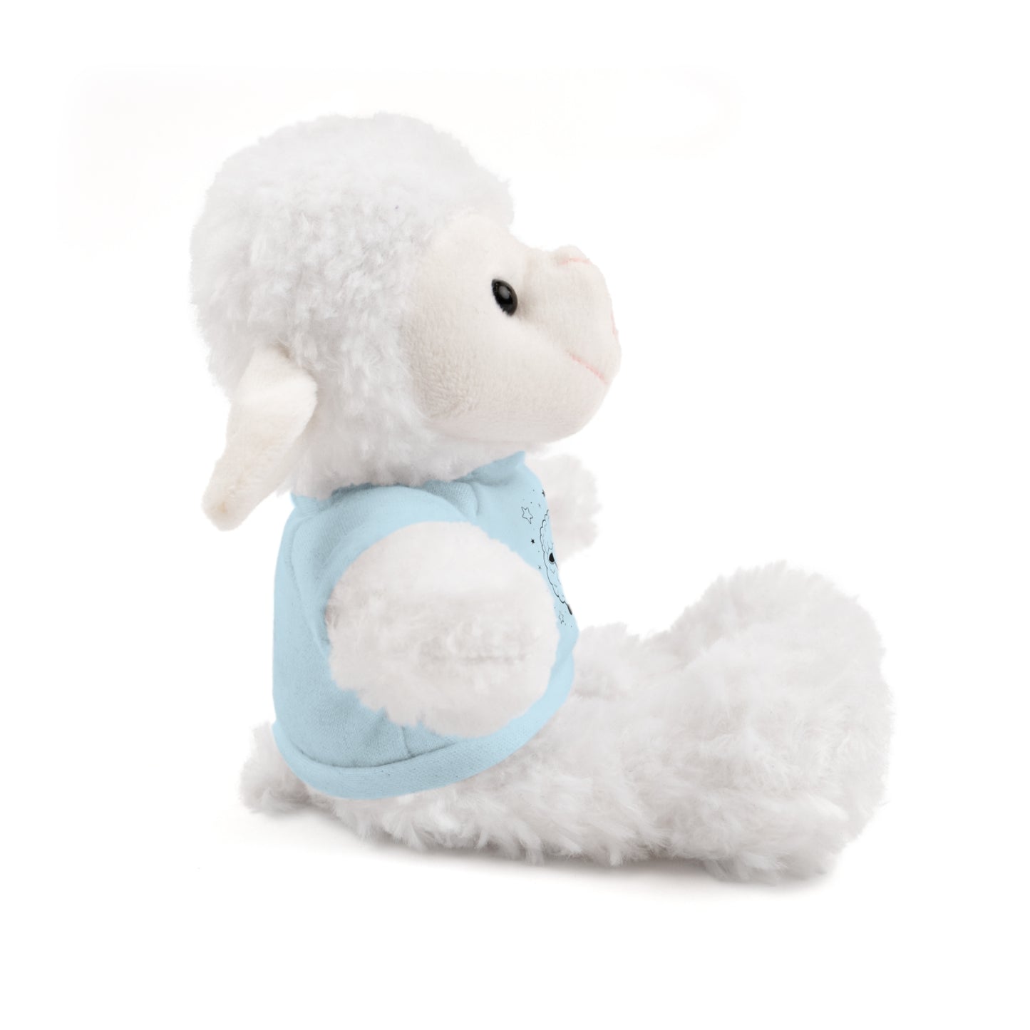 Cute Plush Sheep Toy with Custom Tee, Gift for Kids, Baby Shower Gift, Nursery Decor, Stuffed Lamb
