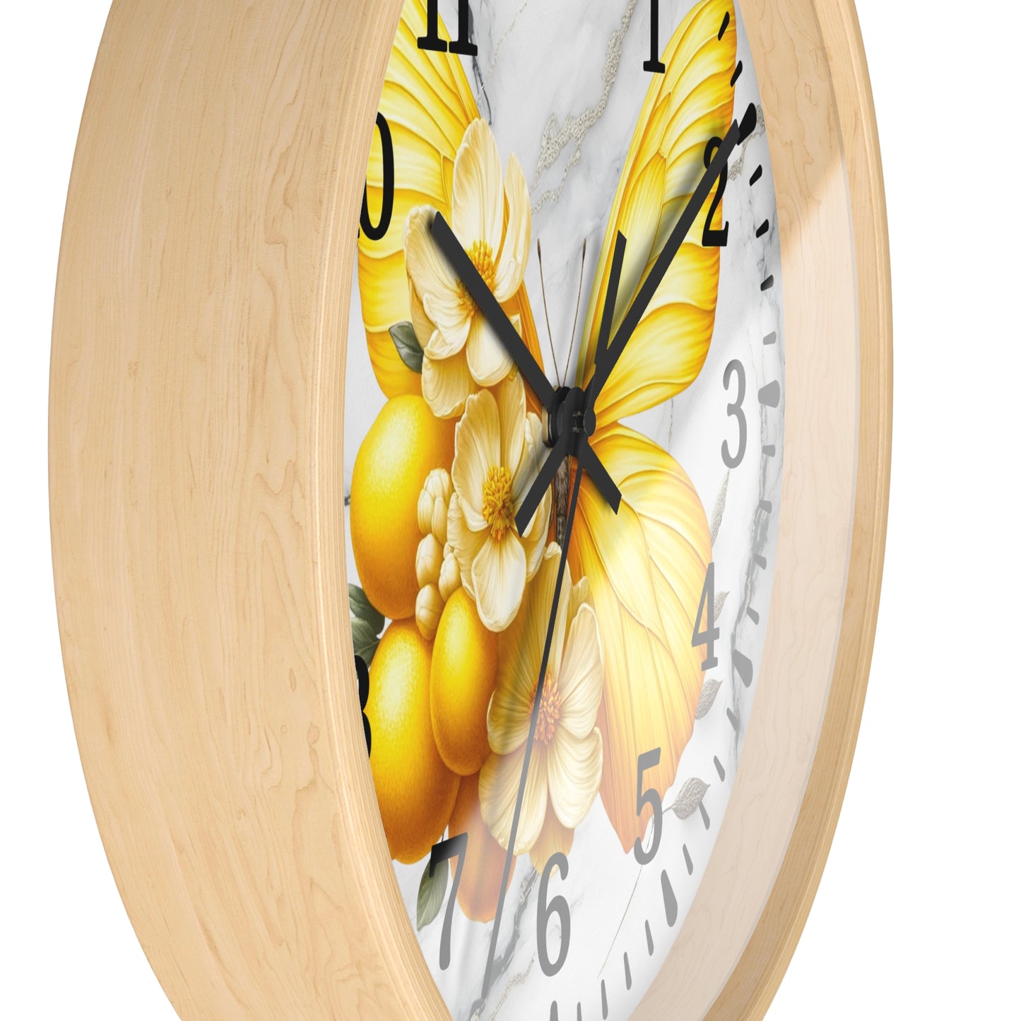 Elegant Yellow Butterfly Wall Clock, Home Decor, Modern Timepiece, Gift for Her, Spring Decoration, Unique Wall Art