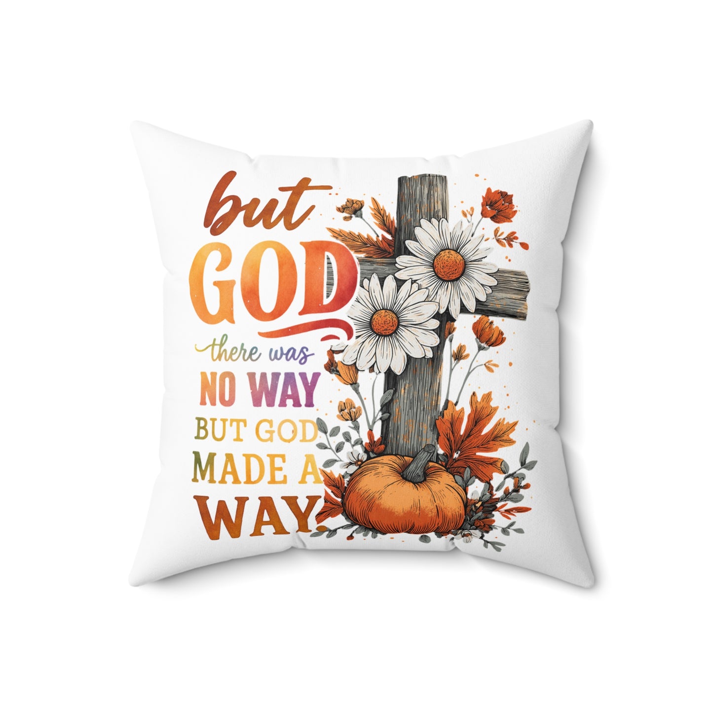 Inspirational Cross Pillow Cover, Decorative Couch Cushion, Christian Home Decor, Fall Theme Pillow, Religious Gift