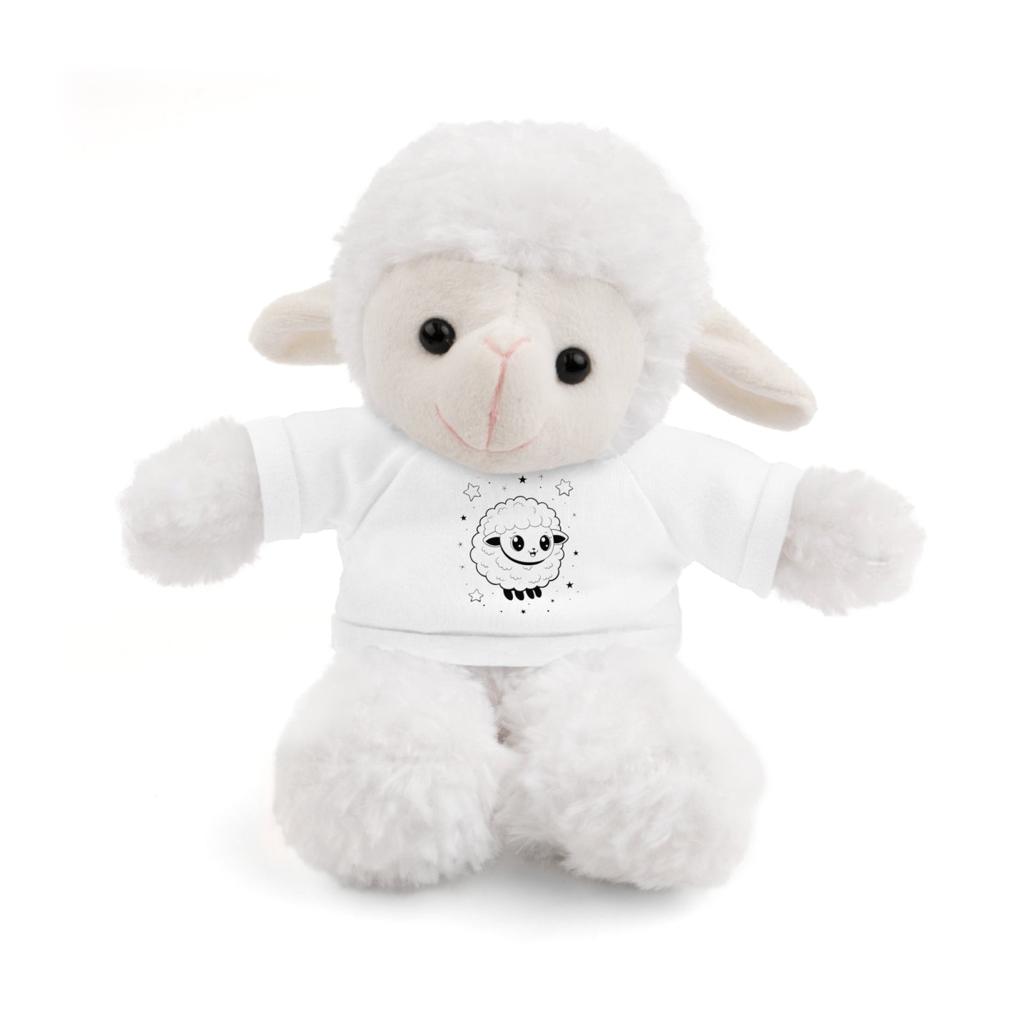 Cute Plush Sheep Toy with Custom Tee, Gift for Kids, Baby Shower Gift, Nursery Decor, Stuffed Lamb