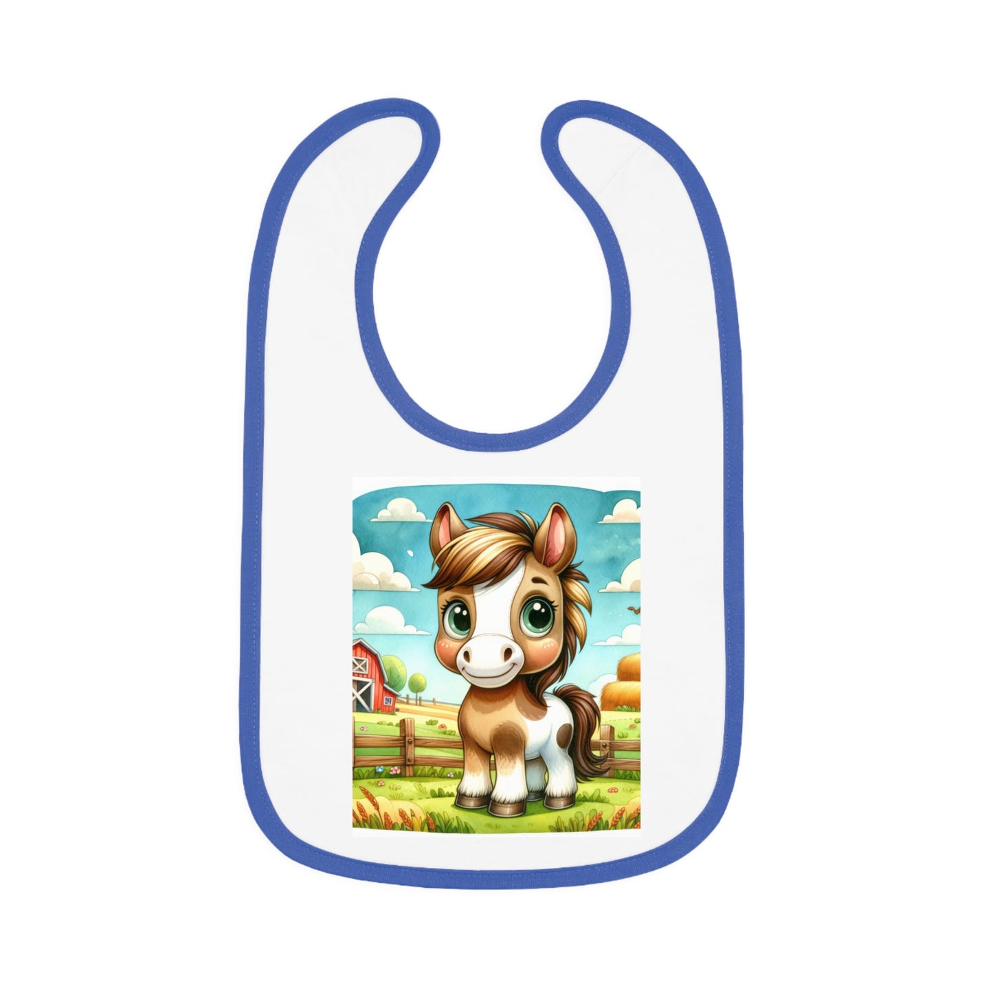 Cute Cartoon Horse Baby Bib, Adjustable Jersey Bib, Farm Animal Feeding Bib, Infant Bib, Baby Shower Gift, Toddler Bib