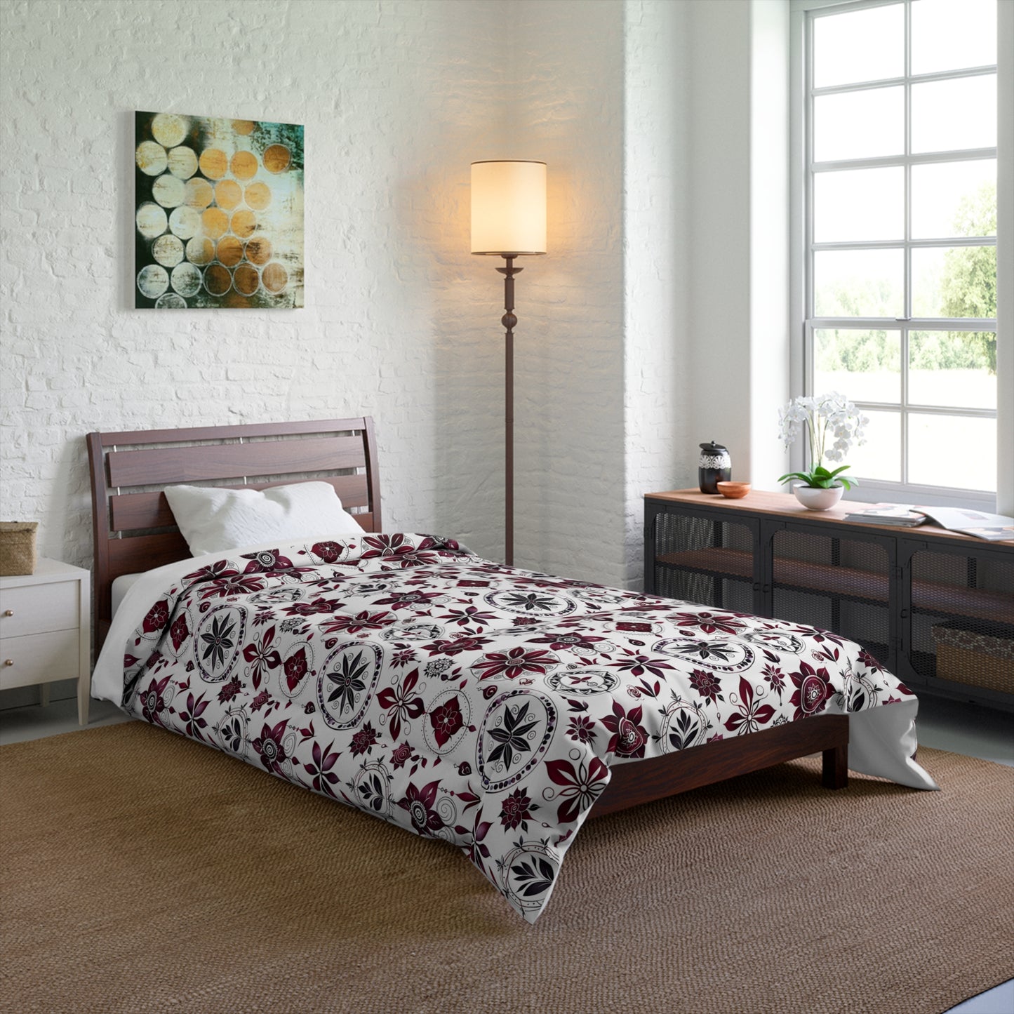Cozy Floral Comforter - Boho Chic Bedding, Warmth for Home, Perfect for Winter, Housewarming Gift, Bed Decor