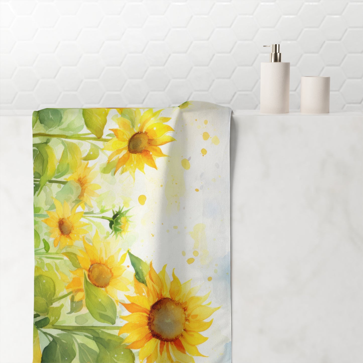 Sunflower Mink-Cotton Towel, Vibrant Beach Towel, Kitchen Decor, Gift for Nature Lovers, Summer Essentials, Brighten Your Home