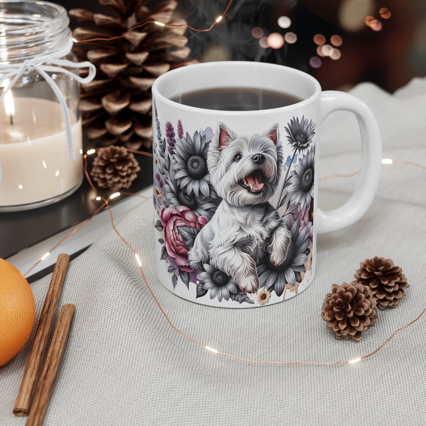 Floral Dog Lover Mug, 11oz Funny Gift for Pet Owners, Cute Coffee Cup for Dog Moms, Birthday Gift, Animal Lover, Home Decor