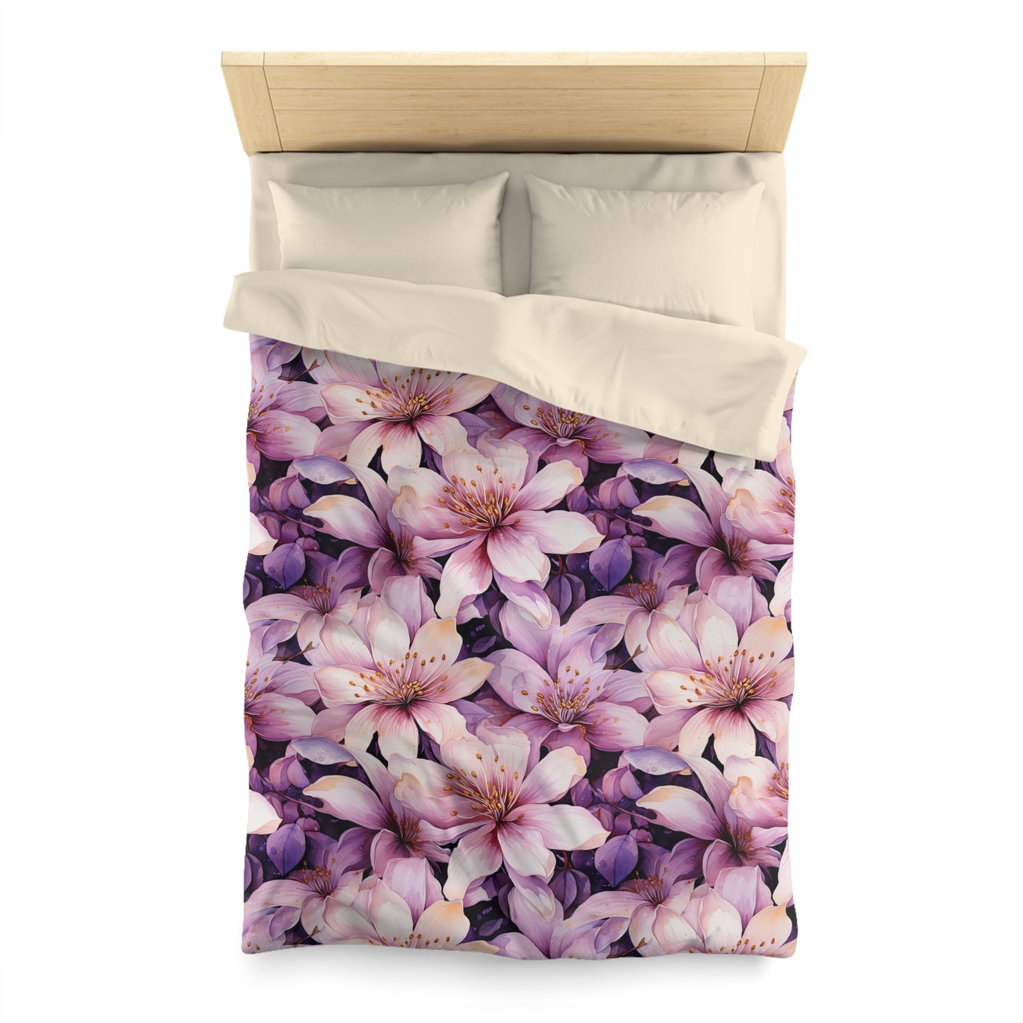Floral Microfiber Duvet Cover - Cozy Bedding, Boho Decor, Gift for Her, Bedroom Makeover, Spring Home Accents