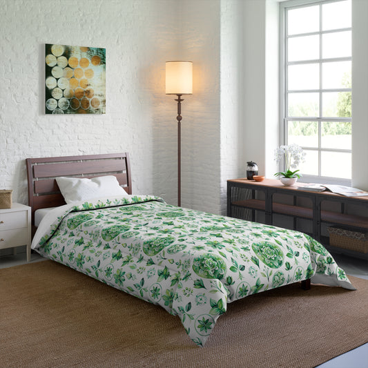 Botanical Green Comforter - Cozy Floral Quilt for Home Décor, Spring Vibes, Bedroom Refresh, Gift for Nature Lovers, Eco-Friendly Bedding