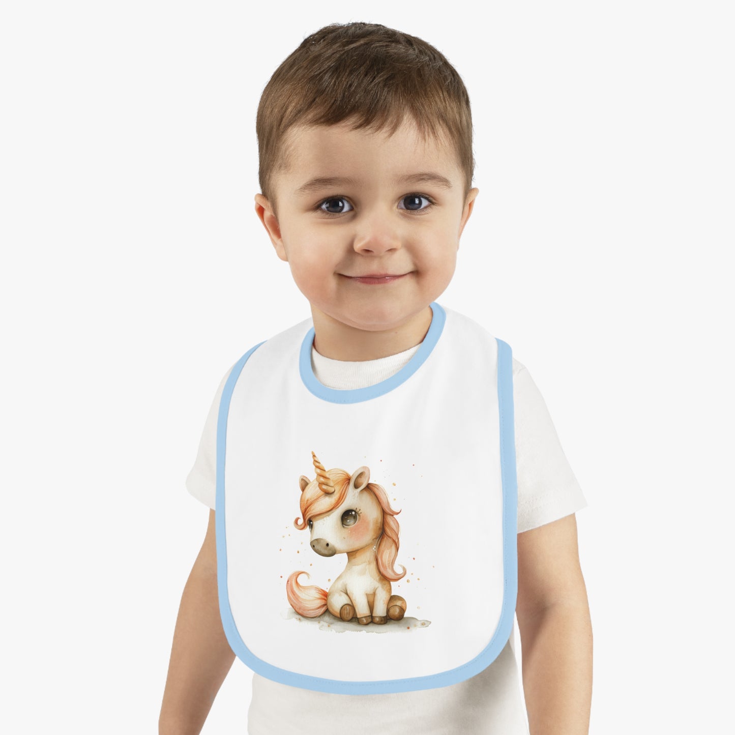 Unicorn Baby Bib with Contrast Trim | Cute Bib for Infants, Toddler Feeding, Gift for Baby Showers, Nursery Decor, Fun Mealtime Essential
