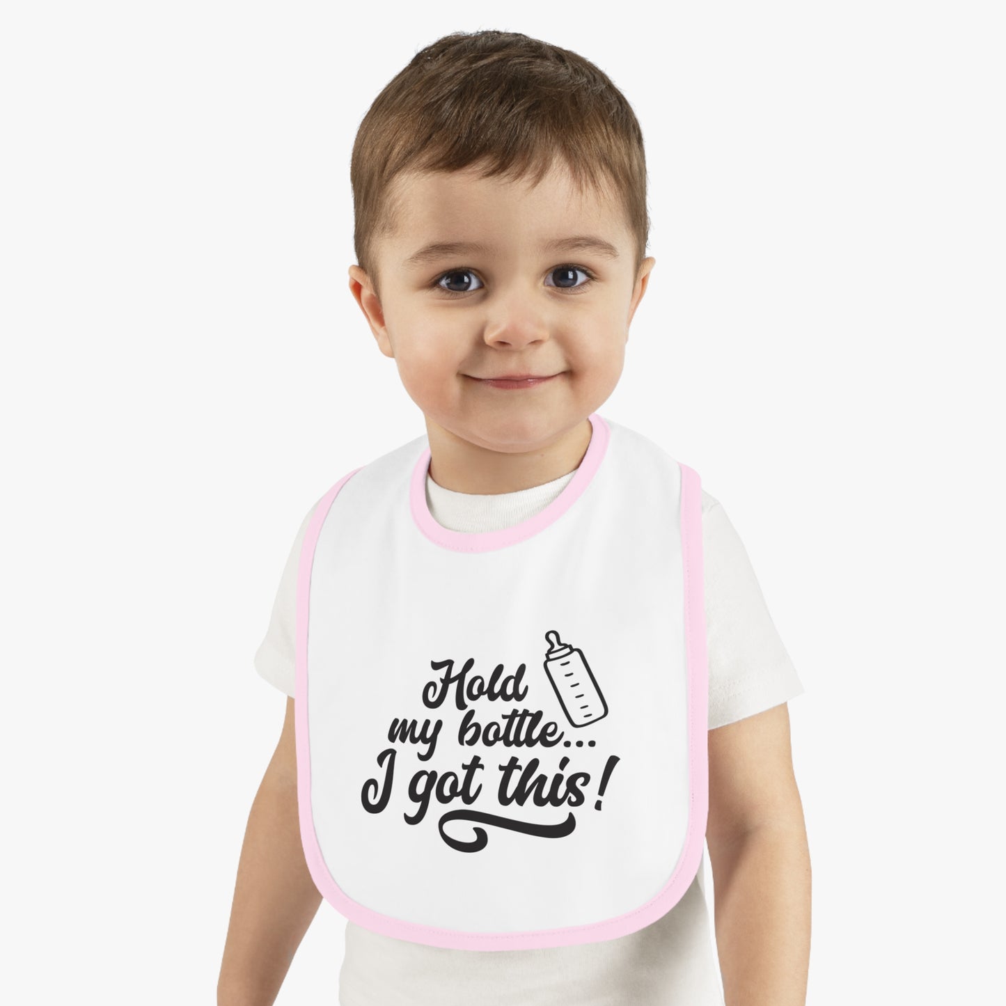 Baby Bib with Fun Quote | Cute Infants Bib | Unique Baby Shower Gift | Bib for Feeding | Baby Contrast Trim Jersey Bib | I Got This!
