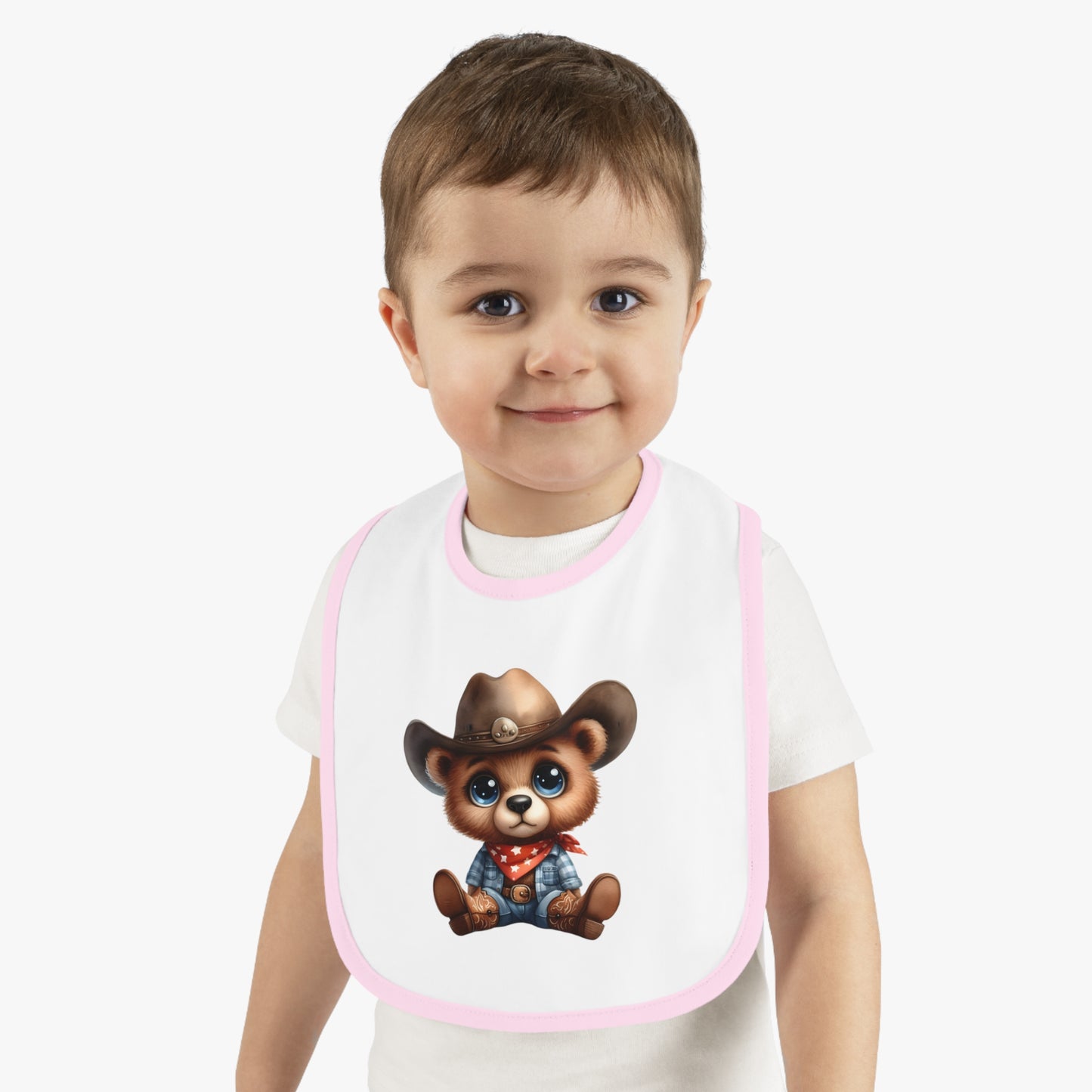 Cowboy Bear Baby Bib, Cute Baby Outfit, Newborn Gift, Baby Shower Present, Western Themed Bib, Fun Feeding Accessory