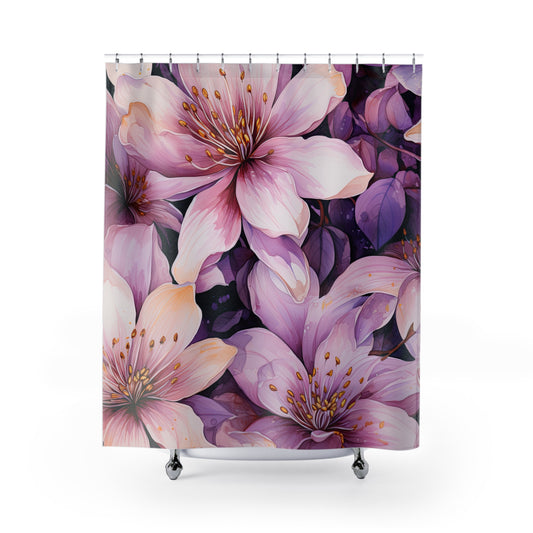 Floral Shower Curtain - Elegant Purple Bloom, Bathroom Decor, Floral Home Decor, Gift for Her, Spring and Summer Vibe
