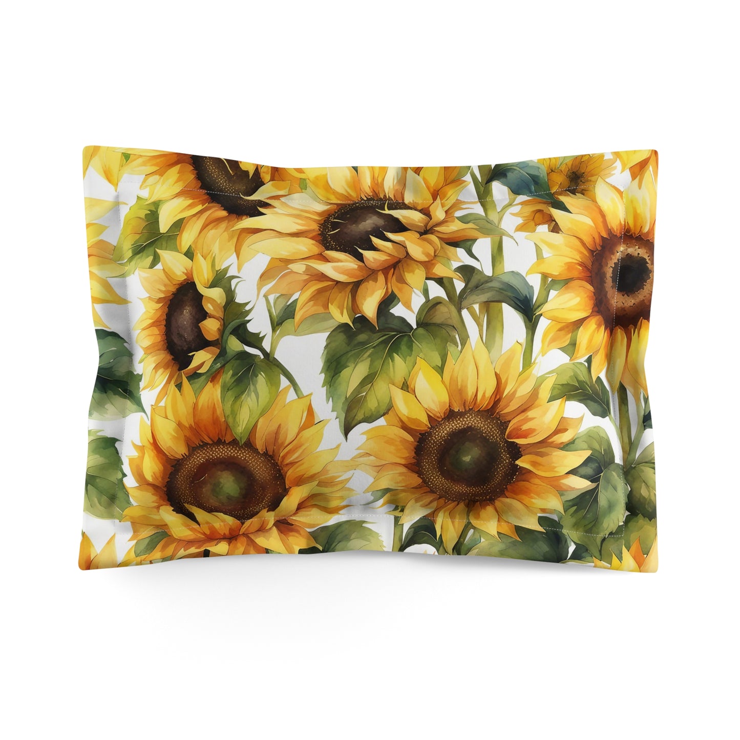 Sunflower Microfiber Pillow Sham, Floral Bedding, Home Decor, Cozy Bedroom Accent, Gift for Plant Lovers