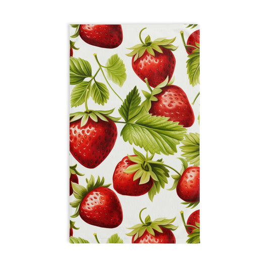 Strawberry Hand Towel, Kitchen Decor, Summer Vibes, Gift for Foodies, Farmhouse Style, Bathroom Accessory