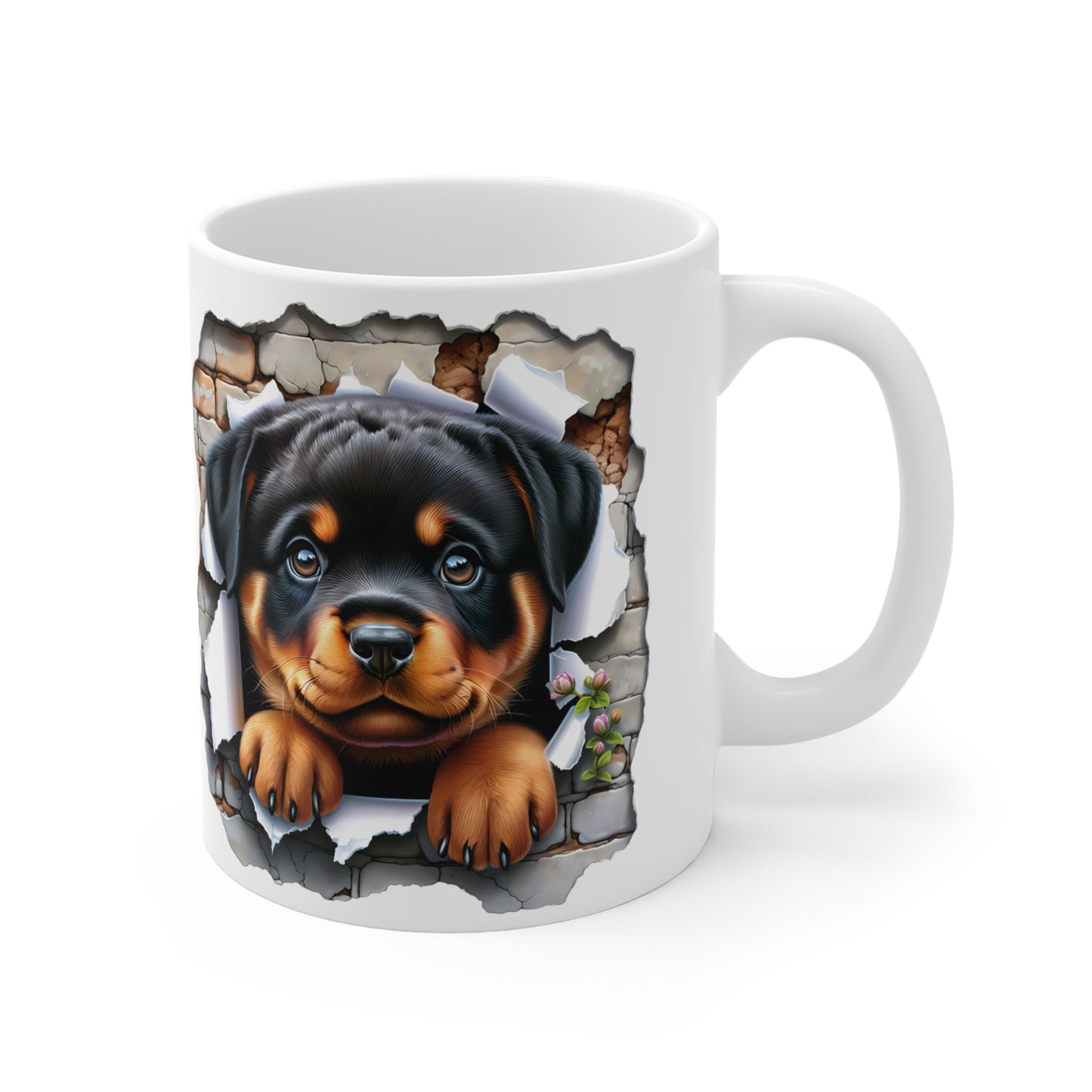 Rottweiler Puppy Mug, Dog Lover Gift, Cute Coffee Cup, Pet Themed Kitchen Decor, Animal Friendship Mug