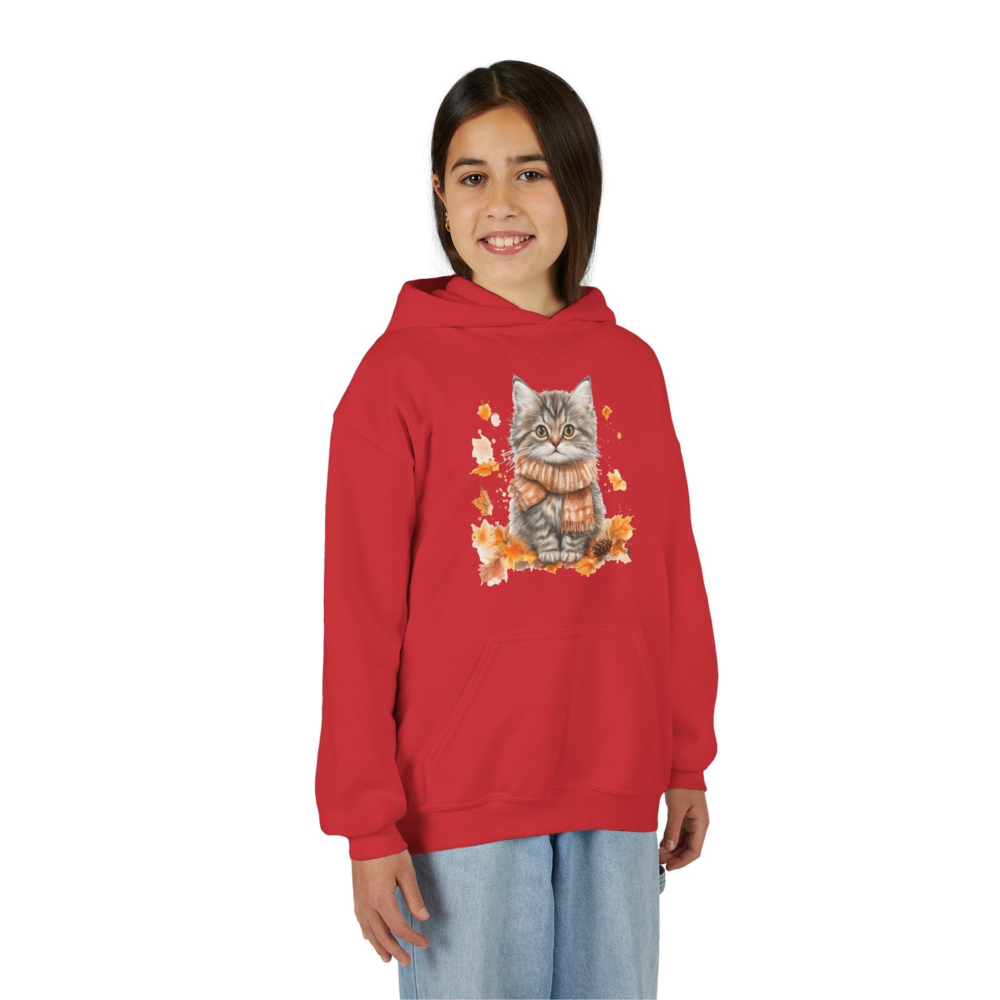 Cozy Cat Sweatshirt for Kids, Autumn Vibes Hoodie, Feline Lover Gift, Fall Fashion, Adorable Cat Sweater, Cute Animal Apparel