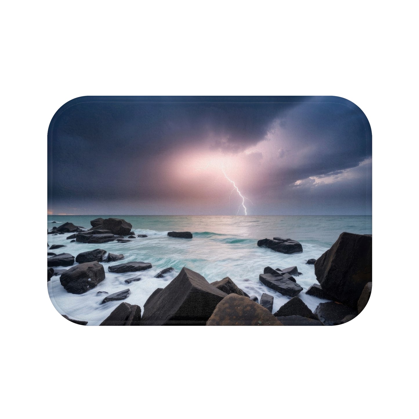 Stormy Ocean Bath Mat - Nature Home Decor, Bathroom Rug, Non-Slip Bath Mat, Coastal Vibes, Shower Mat