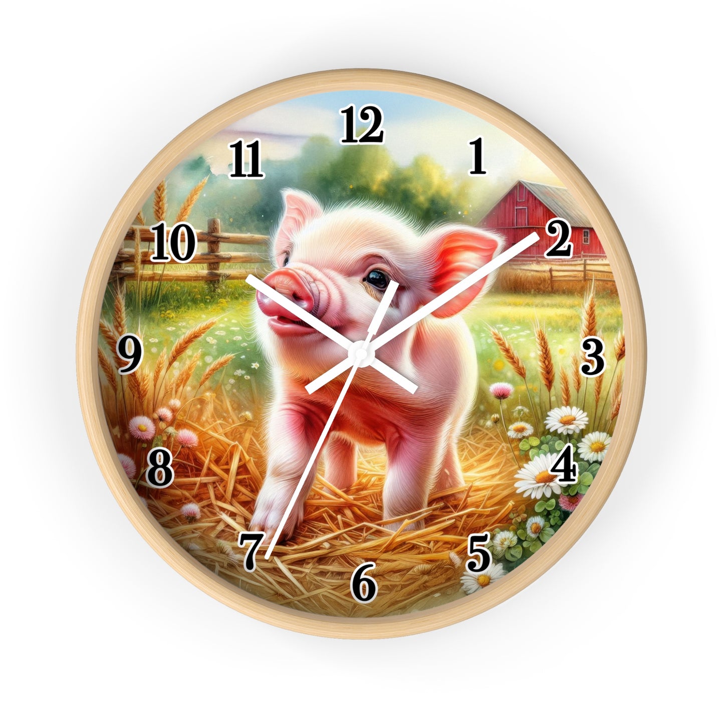 Farmhouse Pig Wall Clock, Rustic Decor, Animal Lover Gift, Country Home Accent, Kids Room Decoration
