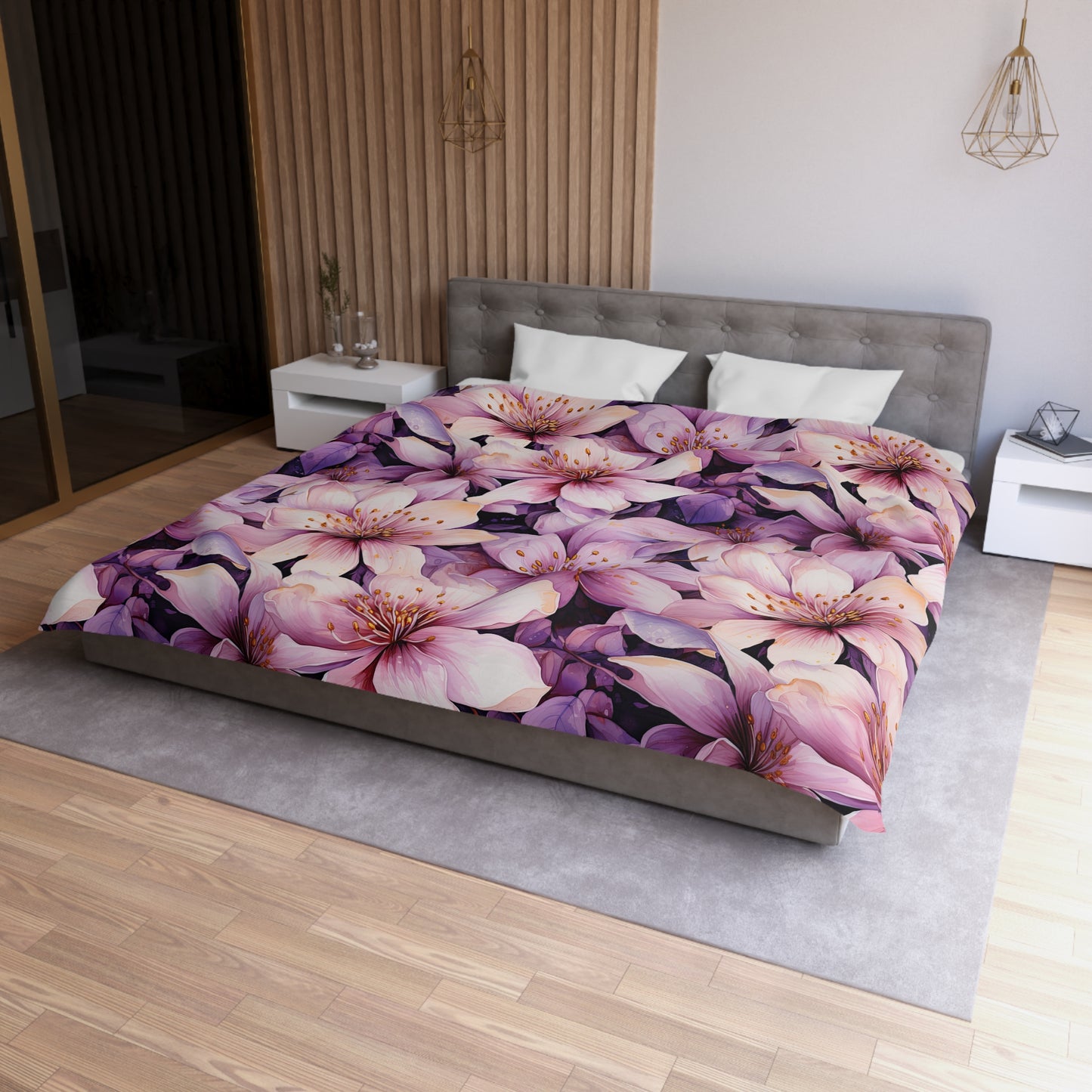 Floral Microfiber Duvet Cover - Cozy Bedding, Boho Decor, Gift for Her, Bedroom Makeover, Spring Home Accents