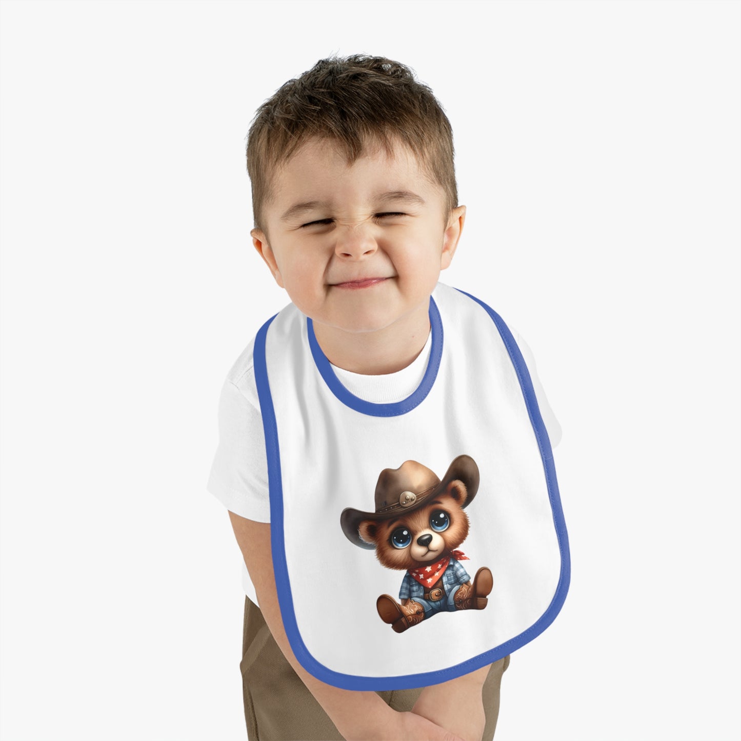Cowboy Bear Baby Bib, Cute Baby Outfit, Newborn Gift, Baby Shower Present, Western Themed Bib, Fun Feeding Accessory