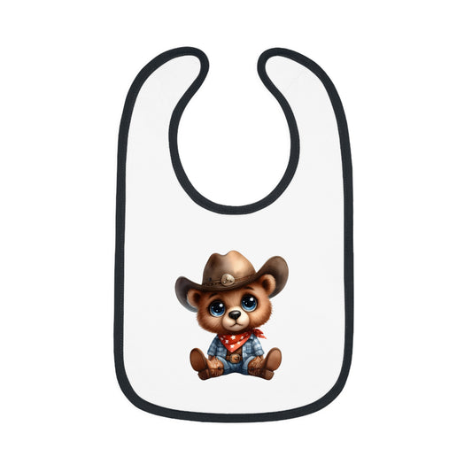 Cowboy Bear Baby Bib, Cute Baby Outfit, Newborn Gift, Baby Shower Present, Western Themed Bib, Fun Feeding Accessory
