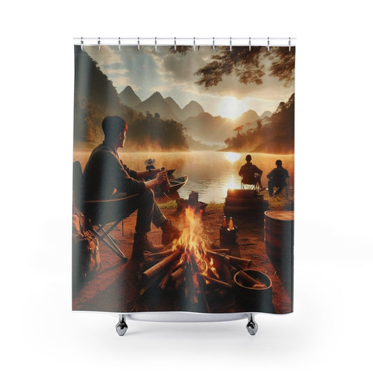 Campfire Serenity Shower Curtain - Outdoor Decor, Nature Vibe, Bathroom Accessories, Gift for Nature Lovers, Camping Enthusiasts