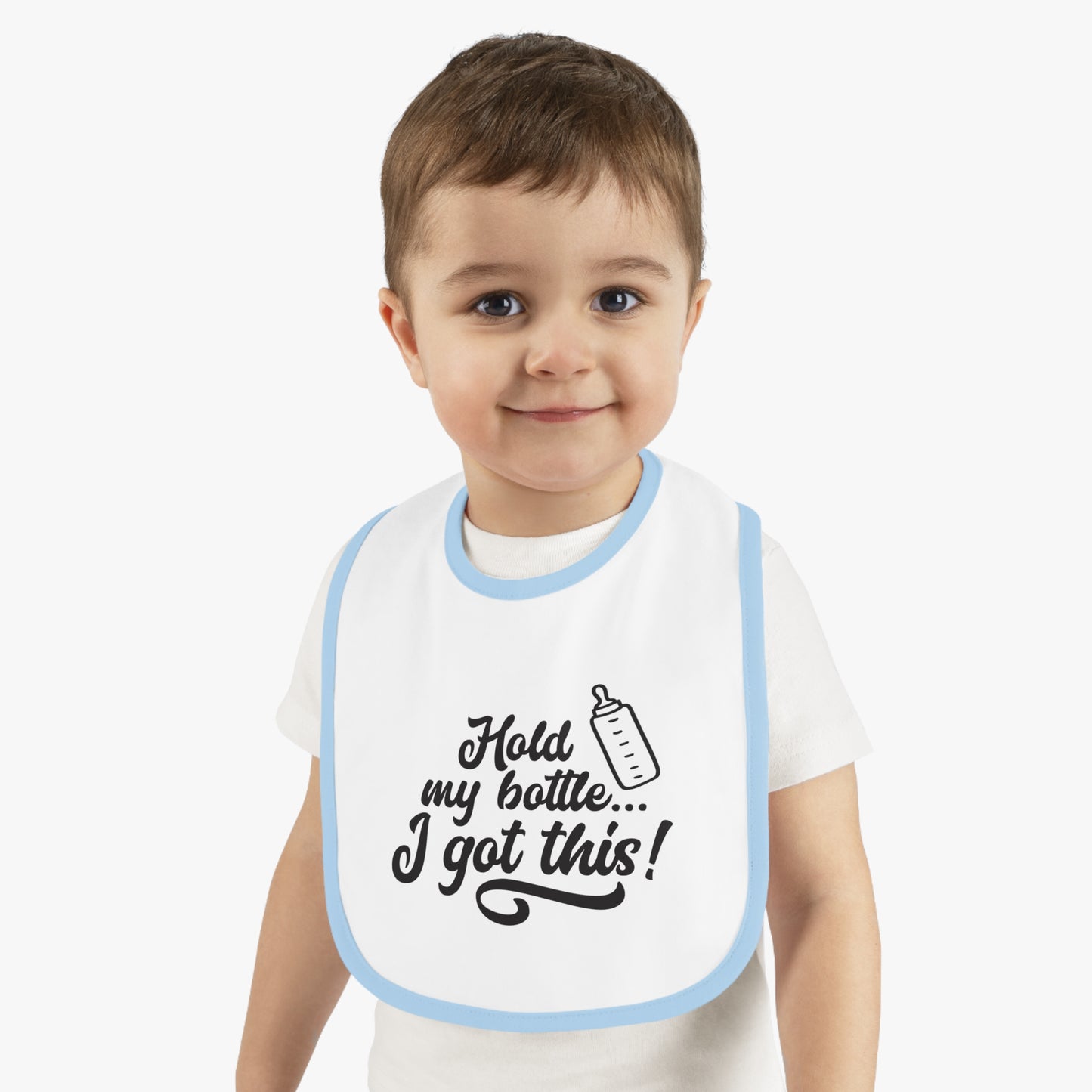 Baby Bib with Fun Quote | Cute Infants Bib | Unique Baby Shower Gift | Bib for Feeding | Baby Contrast Trim Jersey Bib | I Got This!