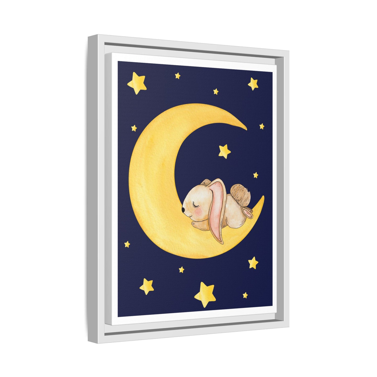 Whimsical Framed Artwork, Cute Bunny Moon Decor, Nursery Wall Art, Kid's Room Accent, Baby Shower Gift, Cozy Home Decor