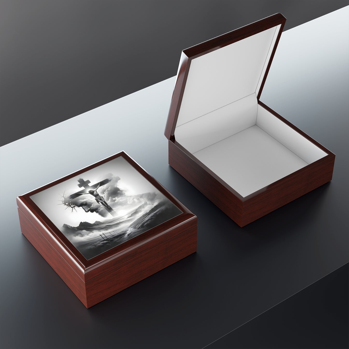 Elegant Religious Jewelry Box | Scripture Keepsake, Faith Gift, Black Box, Christian Decor, Spiritual Storage