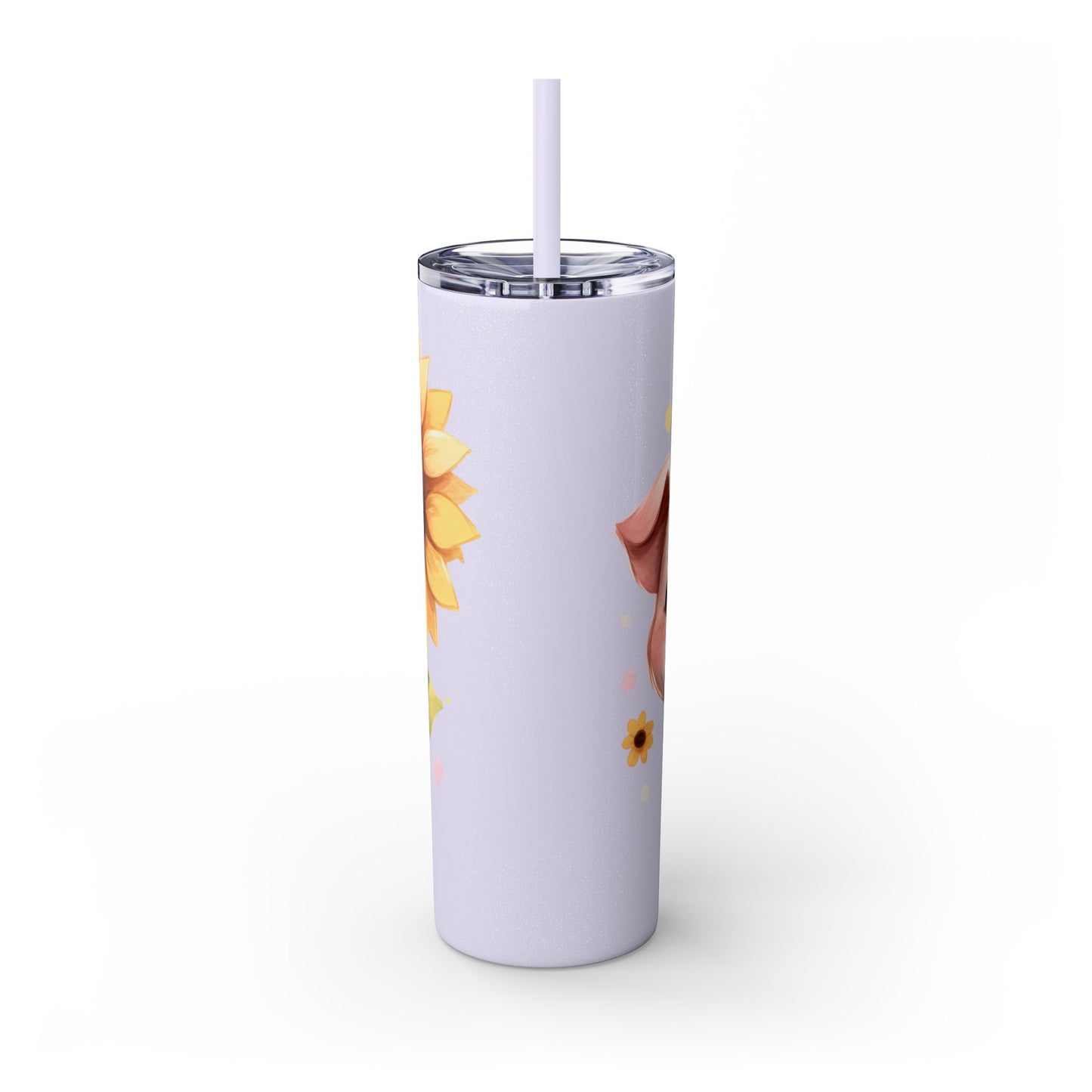 Cute Piggy Skinny Tumbler with Straw, Pig Tumbler, Sunflower Cup, Farmhouse Decor, Gift for Animal Lovers, Fun Drinkware