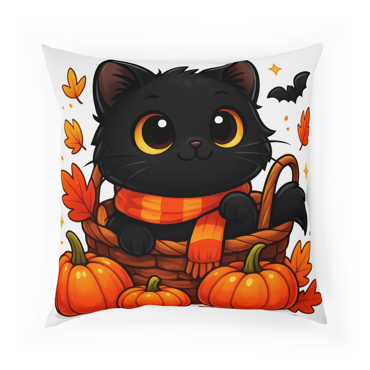 Cute Halloween Cat Cushion, Fall Decor, Cozy Home Accent, Cat Lover Gift, Autumn Pillow, Seasonal Cushion