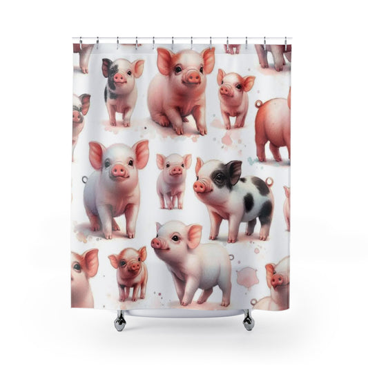 Adorable Farm Animal Shower Curtain, Cute Pig Decor, Bathroom Farmhouse Style, Unique Gift for Animal Lovers, Kids Bathroom Accessory