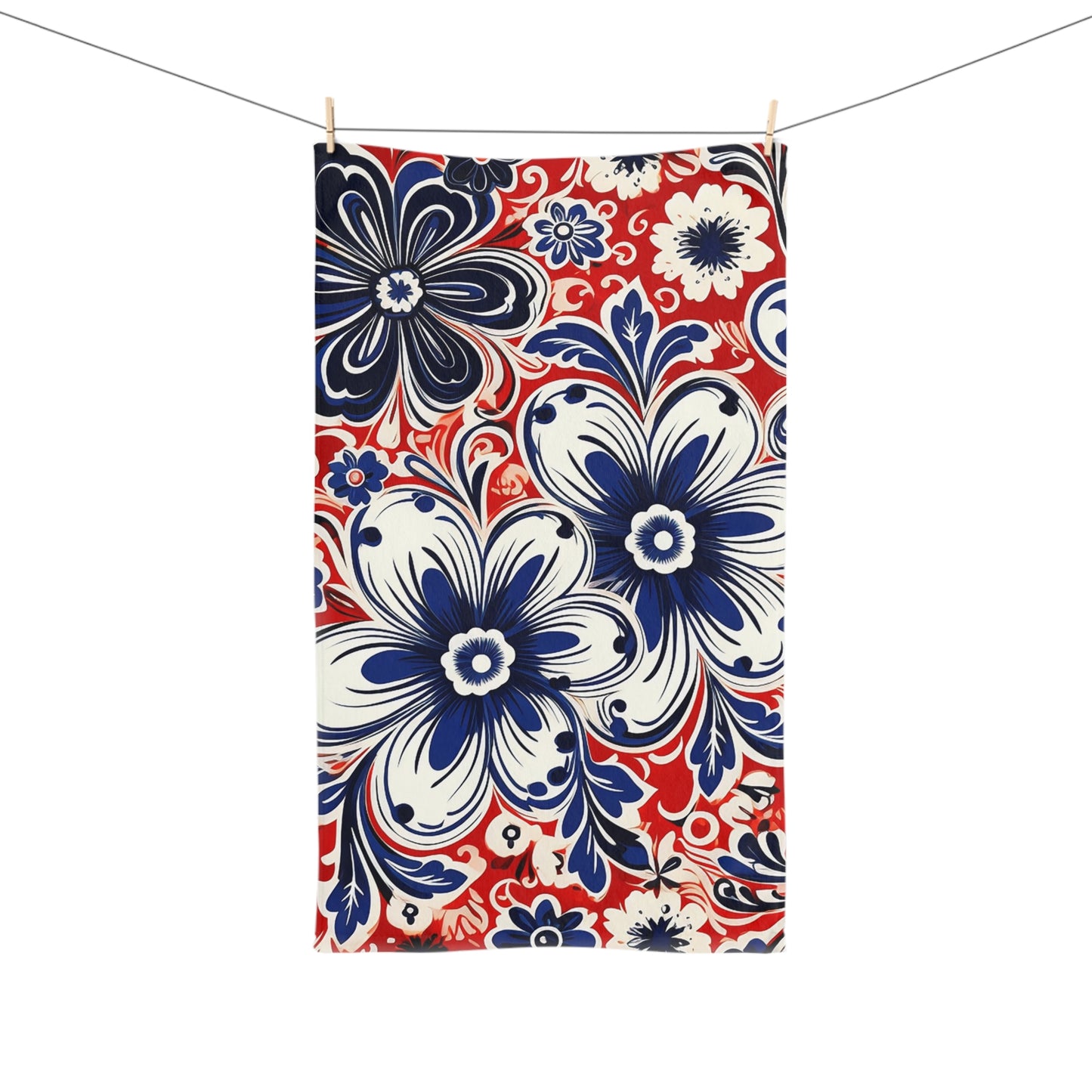 Vibrant Floral Hand Towel, Decorative Towel, Kitchen Decor, Gift for Her, Bathroom Accessory, Flower Pattern Towel