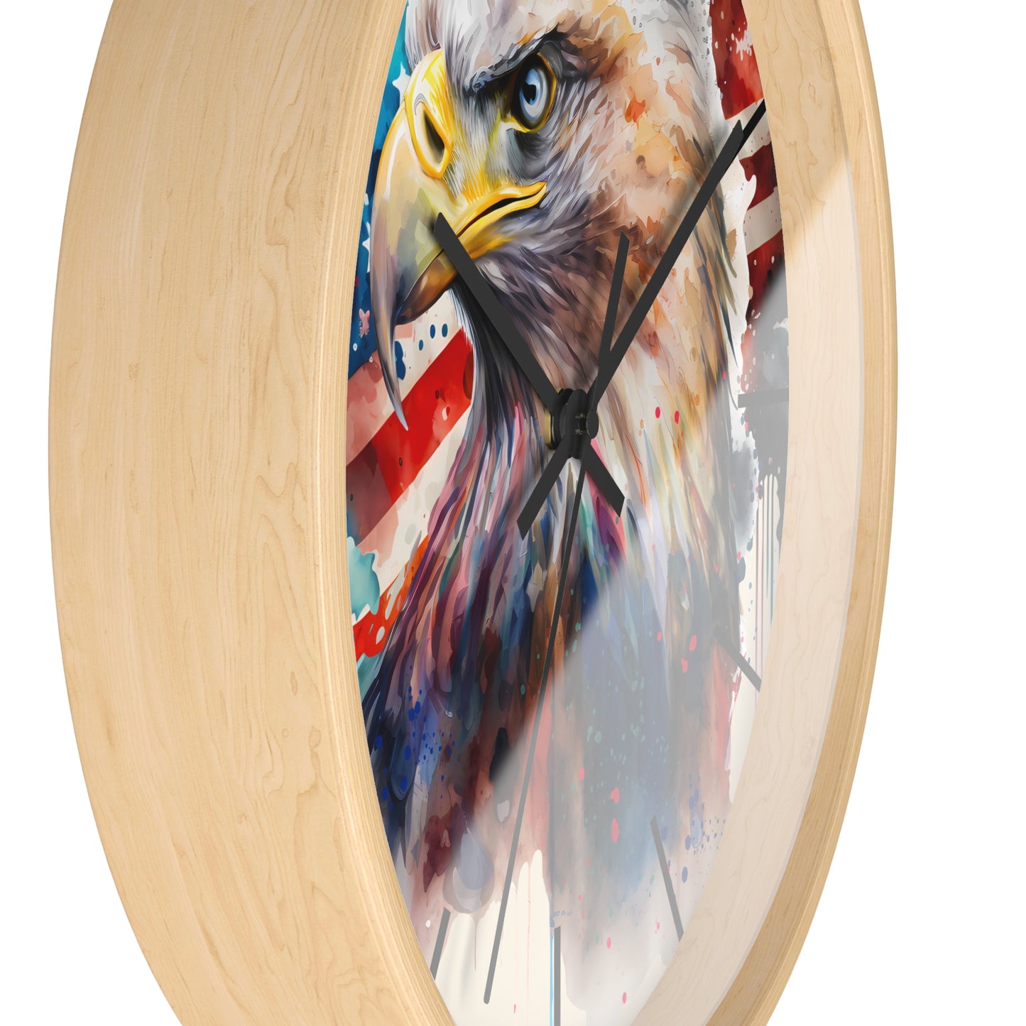 Patriotic Eagle Wall Clock, American Flag Decor, Rustic Home Accent, Independence Day Gift, Eagle Art Decoration