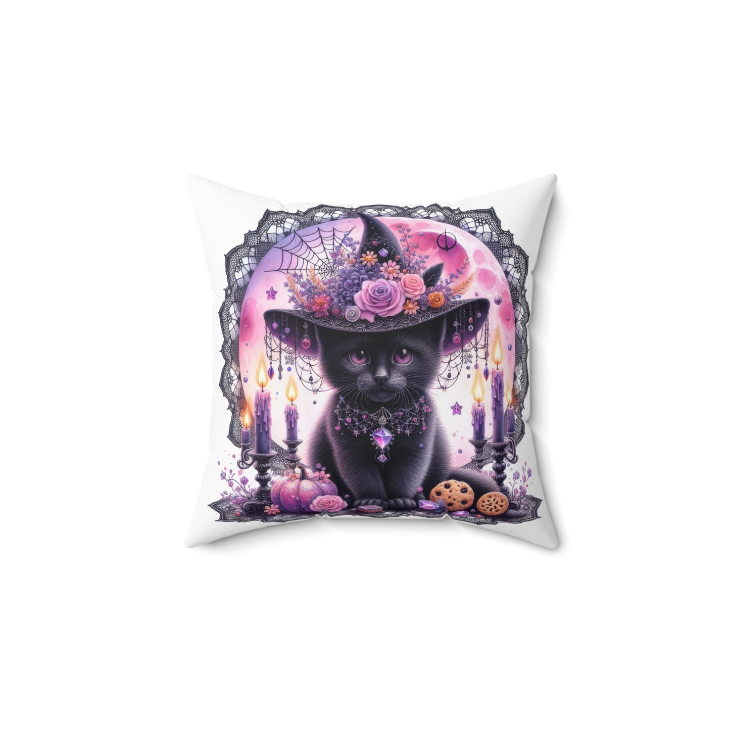 Whimsical Halloween Cat Pillow, Cozy Home Decor, Throw Pillow for Cat Lovers, Spooky Decor, Unique Gift for Halloween