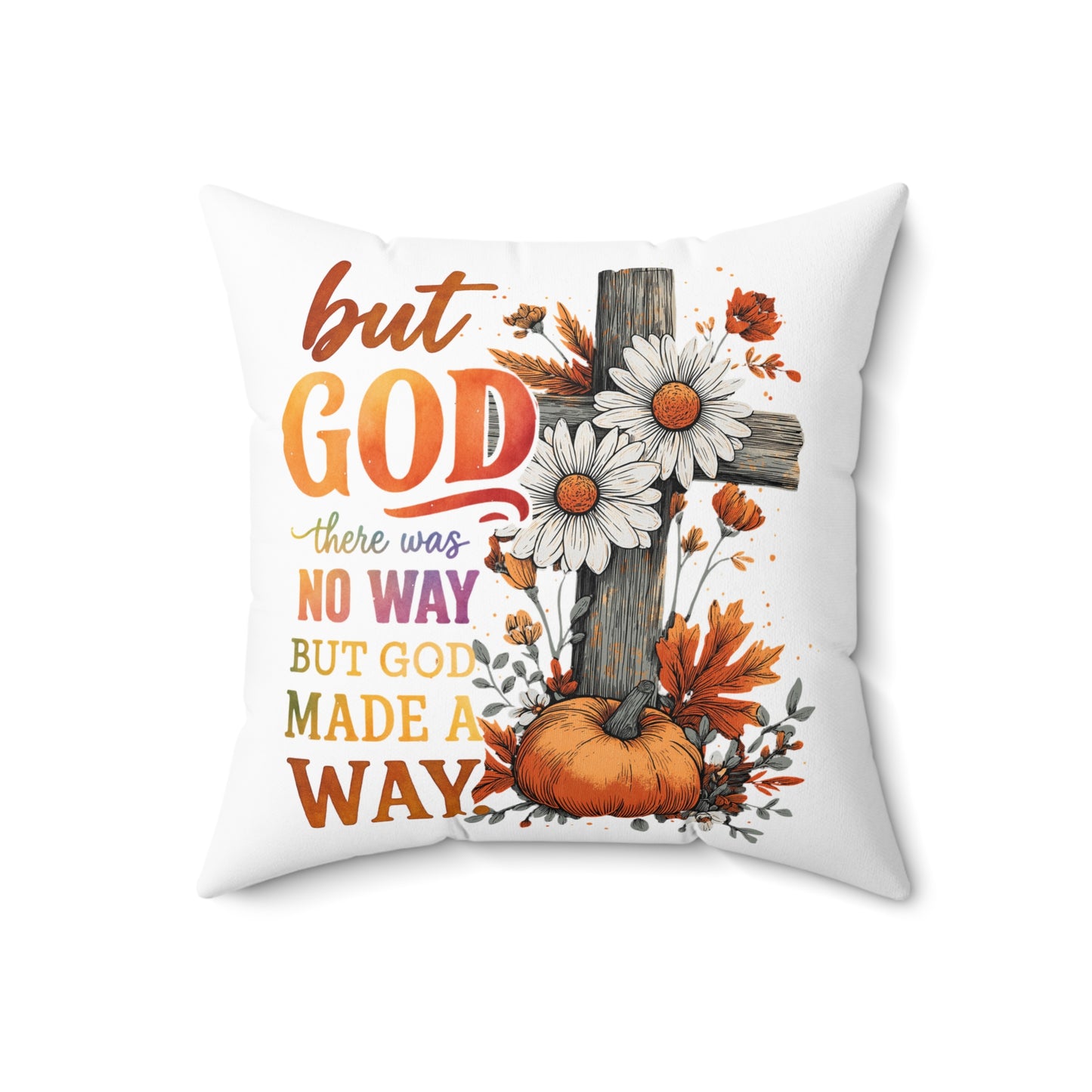 Inspirational Cross Pillow Cover, Decorative Couch Cushion, Christian Home Decor, Fall Theme Pillow, Religious Gift