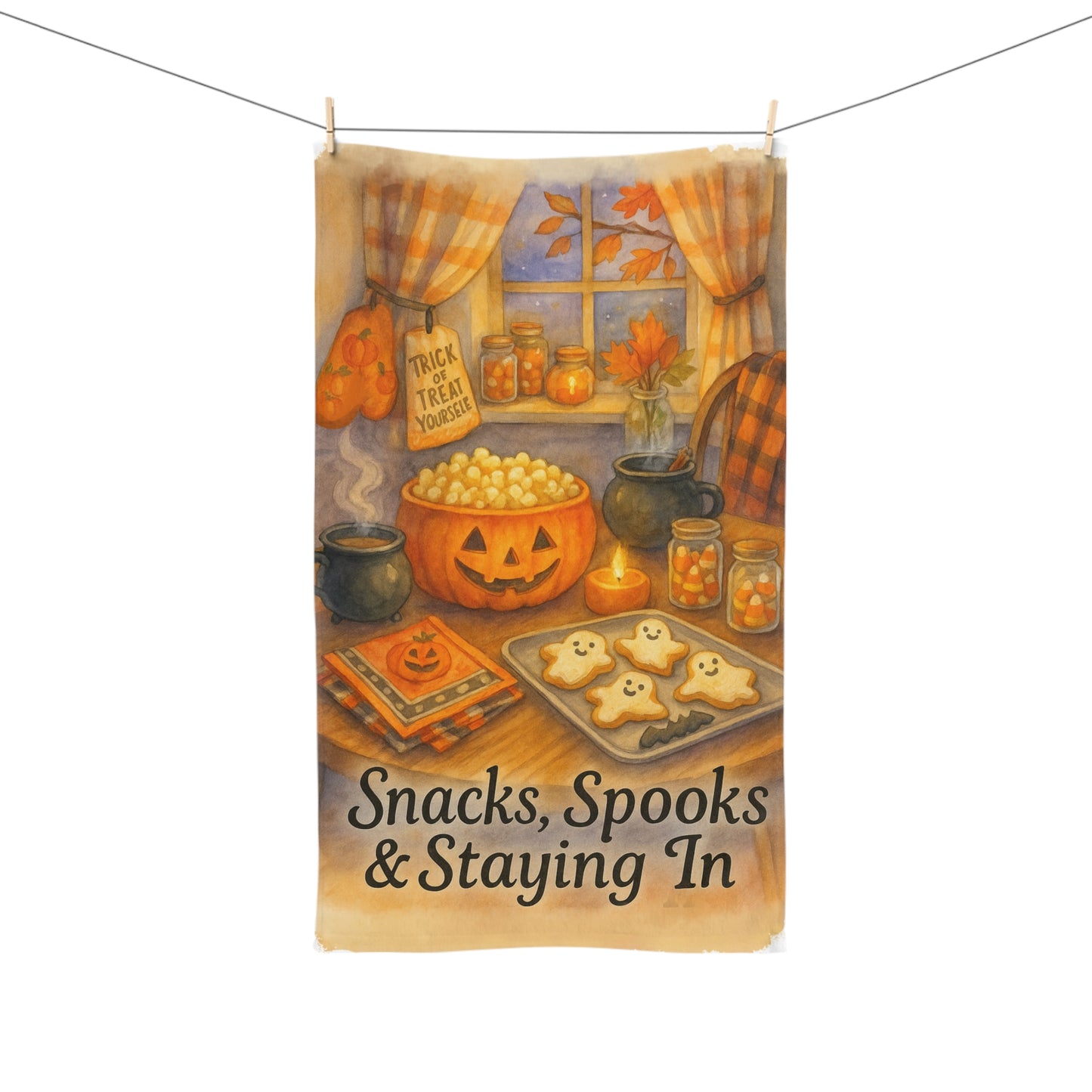 Harvest Theme Hand Towel, Fall Kitchen Decor, Halloween Party Towel, Gift for Home Chefs, Cozy Home Vibe