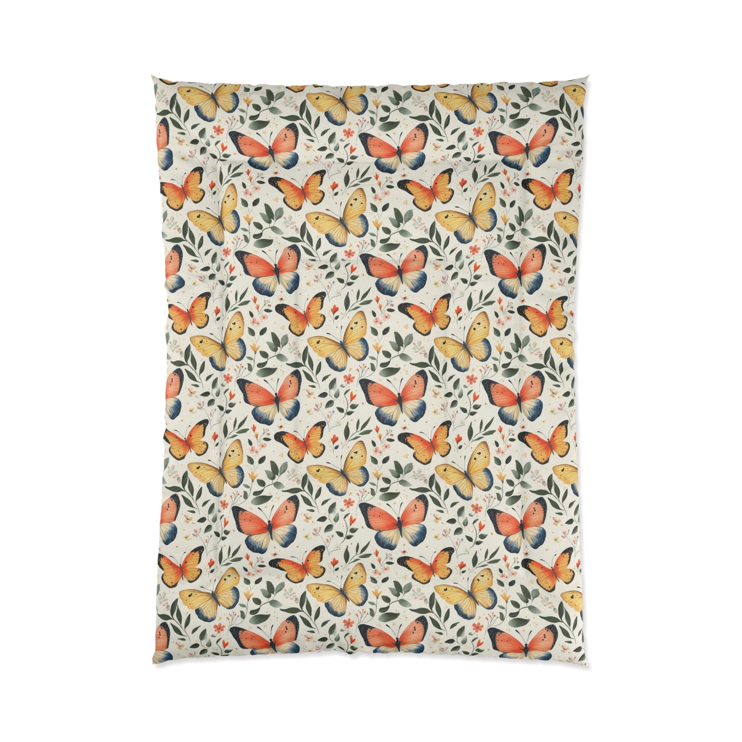 Butterfly Floral Comforter - Cozy Blanket for Home Décor, Bedroom Essentials, Gift for Nature Lovers, Spring Decor, Kids Room Bedding