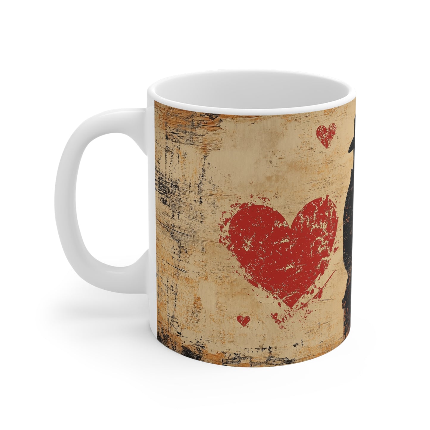 Romantic Cowboy Mug, Love Gift for Couples, Heart Design Coffee Cup, Anniversary Present, Rustic Decor