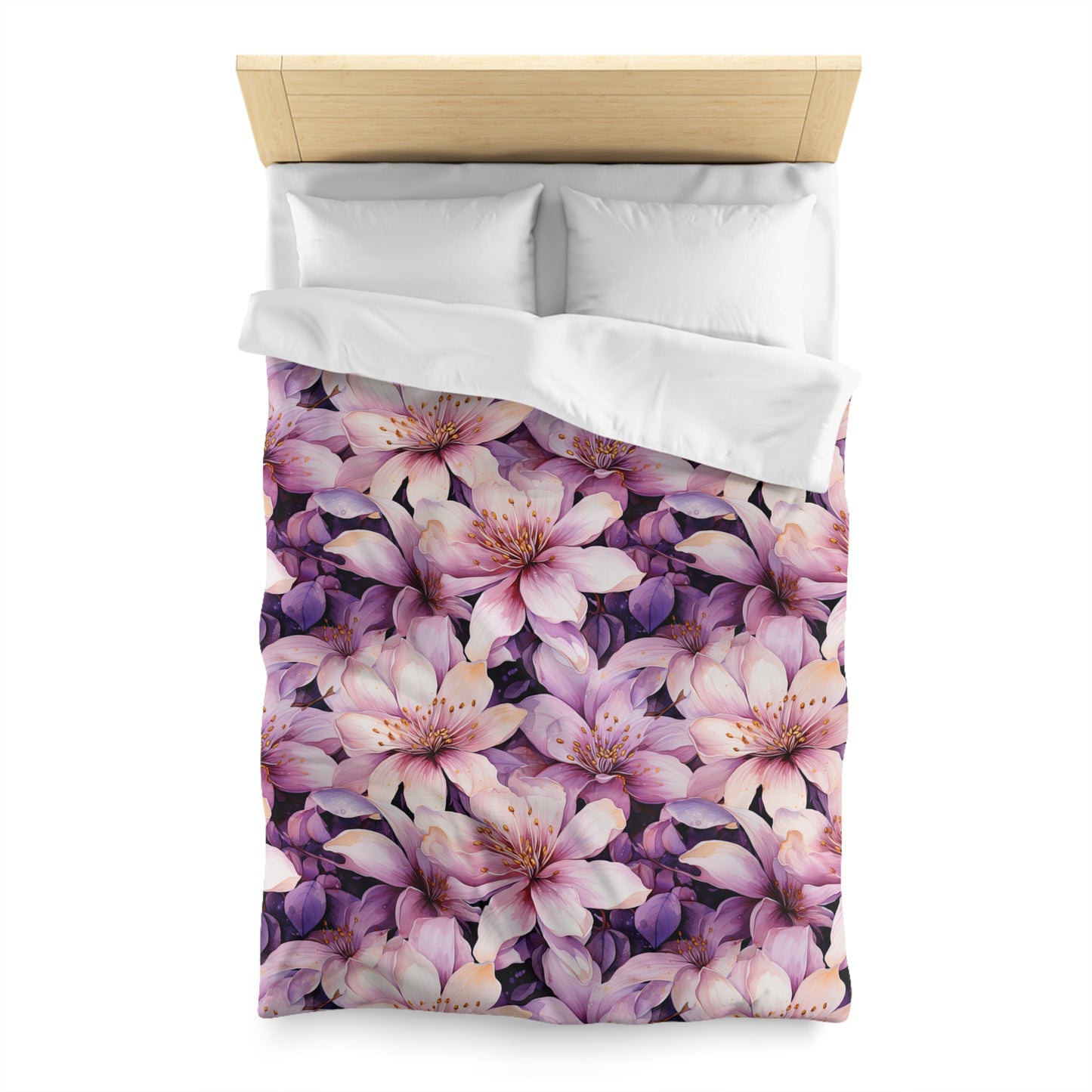 Floral Microfiber Duvet Cover - Cozy Bedding, Boho Decor, Gift for Her, Bedroom Makeover, Spring Home Accents
