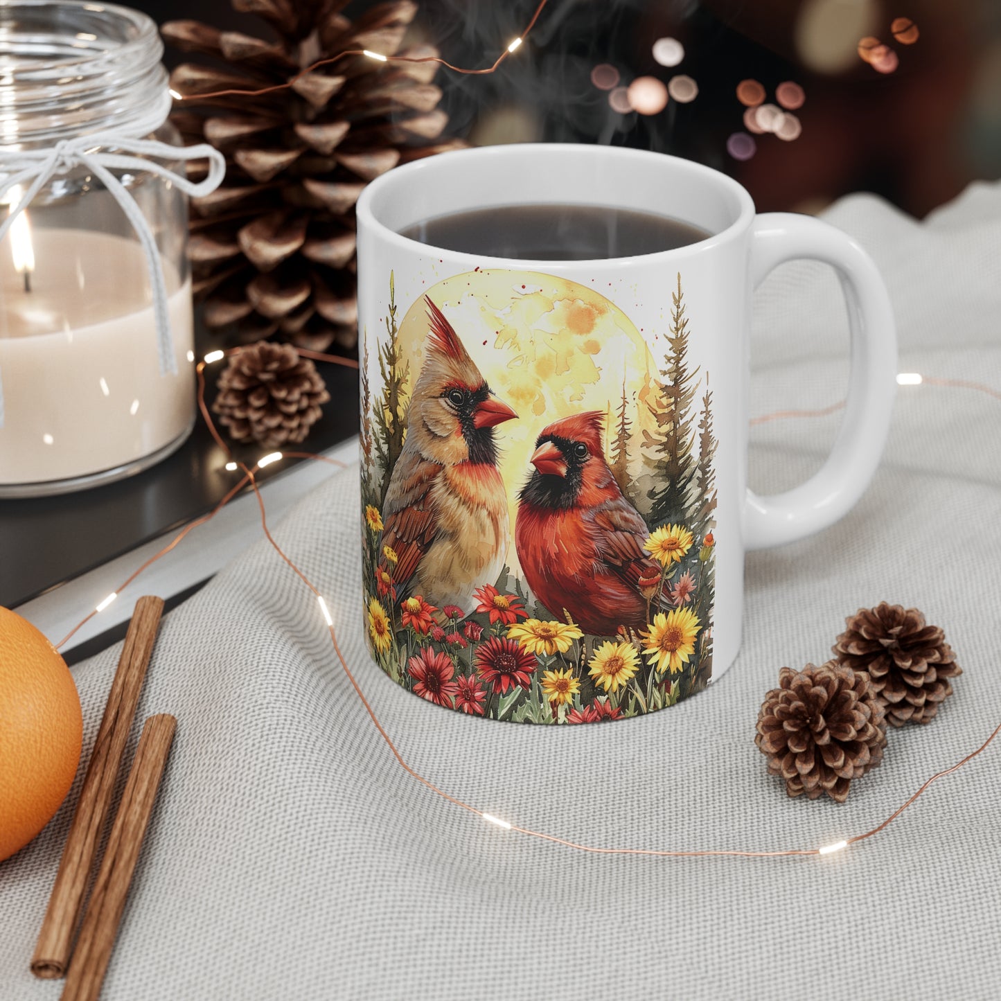 11 oz. Cardinal & Floral Mug | Nature Lover Gift
